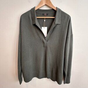 Quince Mongolian Cashmere Polo Sweater In Olive Green NWT Size XL